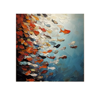 Dynamic Impasto Fish School Painting
