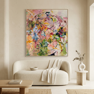Vibrant Pink and Green Abstract Canvas Art