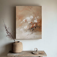 Quiet Bloom — Neutral Floral Impasto Wall Art