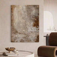 Wabi-Sabi Rustic Textured Abstract Art | Muted Earth Tone Beige & Dusty Rose Painting | Distressed Organic Wall Decor - Custom Frame Options