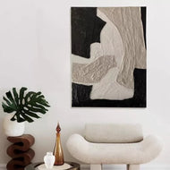Quiet Ink & Linen — Wabi-Sabi Textured Abstract Wall Art