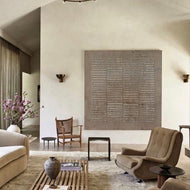 Wabi-Sabi Textured Wall Art | Beige Linear Ribbed Plaster Design | Modern 3D Relief Canvas | Custom Frame Options - Artallin