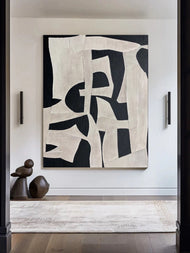 Monochrome Relief — Black & Ivory Sculptural Abstract Art