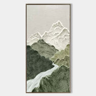 Verdant Passage — Textured Mountain River Wall Art