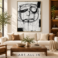 Misted Shore — Black and White Abstract Wall Art