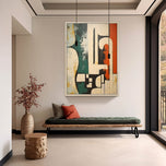 Elemental Sequence — Teal & Rust Textured Wabi-Sabi Wall Art
