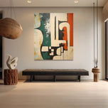 Elemental Sequence — Teal & Rust Textured Wabi-Sabi Wall Art