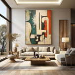 Elemental Sequence — Teal & Rust Textured Wabi-Sabi Wall Art