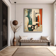 Elemental Sequence — Teal & Rust Textured Wabi-Sabi Wall Art