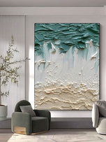 Tactile Movement — Teal & Ivory Textured Color Abstract Wall Art
