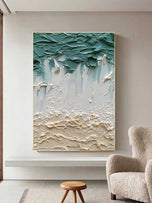 Tactile Movement — Teal & Ivory Textured Color Abstract Wall Art