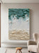 Tactile Movement — Teal & Ivory Textured Color Abstract Wall Art