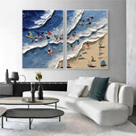 Radiant Matrix — Blue Coastal Set of 2 Wall Art