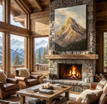 Golden Peak Mountain Oil Painting | Heavy Impasto Realistic Landscape Art | Epic Summit Canvas Wall Decor - Custom Frame Options