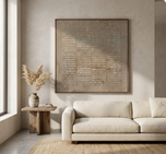 Wabi-Sabi Textured Wall Art | Beige Linear Ribbed Plaster Design | Modern 3D Relief Canvas | Custom Frame Options - Artallin