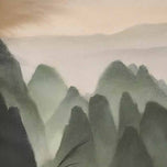 Sand Trace — Misty Green Mountain Landscape Wall Art
