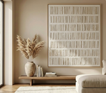 Pure White Vertical Texture Art | Minimalist 3D Relief Canvas | Wabi-Sabi Inspired Japandi Decor - Custom Frame Options