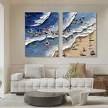 Radiant Matrix — Blue Coastal Set of 2 Wall Art