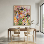 Vibrant Pink and Green Abstract Canvas Art |AT0406