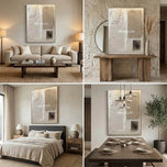 Geometric Color Block Sculpture Art | Warm Neutral Tone 3D Impasto Canvas | Minimalist Layered Texture Painting - Custom Frame Options