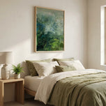 Deep Green Abstract Landscape Oil Painting | Forest & Moss Tone Expressionist Art | Heavy Impasto Texture Canvas - Custom Frame Options