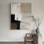 Warm Neutral Color Block Abstract Art | Layered Beige & Greige Texture Painting | Modern Transitional Impasto Canvas - Custom Frame Options