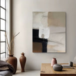 Warm Neutral Color Block Abstract Art | Layered Beige & Greige Texture Painting | Modern Transitional Impasto Canvas - Custom Frame Options