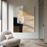 Warm Neutral Color Block Abstract Art | Layered Beige & Greige Texture Painting | Modern Transitional Impasto Canvas - Custom Frame Options