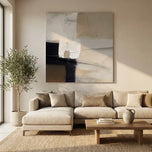 Warm Neutral Color Block Abstract Art | Layered Beige & Greige Texture Painting | Modern Transitional Impasto Canvas - Custom Frame Options