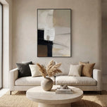 Warm Neutral Color Block Abstract Art | Layered Beige & Greige Texture Painting | Modern Transitional Impasto Canvas - Custom Frame Options