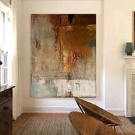 Warm Earth Tone Abstract Painting | Minimalist Fluid Brown & Beige Canvas Art | Transitional Soft Texture Decor - Custom Frame Options