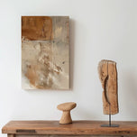 Warm Earth Tone Abstract Painting | Minimalist Fluid Brown & Beige Canvas Art | Transitional Soft Texture Decor - Custom Frame Options