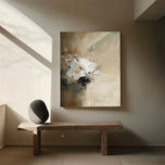 Abstract Romantic Floral Impasto Painting | Neutral Taupe & Cream Blossom Art | Hand-Painted Textured Canvas - Custom Frame Options