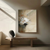 Abstract Romantic Floral Impasto Painting | Neutral Taupe & Cream Blossom Art | Hand-Painted Textured Canvas - Custom Frame Options