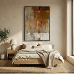 Warm Earth Tone Abstract Painting | Minimalist Fluid Brown & Beige Canvas Art | Transitional Soft Texture Decor - Custom Frame Options