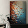 Dynamic Impasto Fish School Painting | High Contrast Orange & Blue Vortex Art | Textured Marine Expressionist Canvas - Custom Frame Options