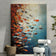 Dynamic Impasto Fish School Painting | High Contrast Orange & Blue Vortex Art | Textured Marine Expressionist Canvas - Custom Frame Options