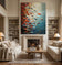 Dynamic Impasto Fish School Painting | High Contrast Orange & Blue Vortex Art | Textured Marine Expressionist Canvas - Custom Frame Options