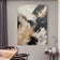 Dynamic Abstract Expressionist Painting | High Contrast Black, White & Khaki Art | Action Painting Splatter Canvas - Custom Frame Options
