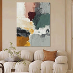 Bold Multi-Color Block Abstract Art | Heavy Impasto Forest Green & Burgundy Painting | Textured Modern Sculptural Canvas - Custom Frame Options