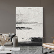 Geometric Deconstructed Abstract Art | High Contrast Black & White Layered Canvas | Sculptural Modern Statement Painting - Artallin