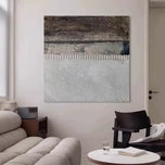 Fluid Abstract Line & Color Block Painting | Warm Neutral Beige & Brown Impasto Art | Modern Freeform Expressionist Canvas - Custom Frame Options