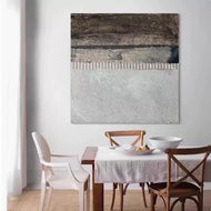 Fluid Abstract Line & Color Block Painting | Warm Neutral Beige & Brown Impasto Art | Modern Freeform Expressionist Canvas - Custom Frame Options