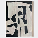 Monochrome Relief — Black &amp; Ivory Sculptural Abstract Art