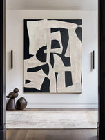 Black & White Sculptural Oil Painting | Heavy Texture on Premium Linen Canvas | High Contrast Modern 3D Relief Art - Artallin