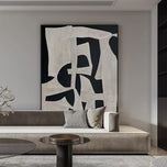 Black & White Sculptural Oil Painting | Heavy Texture on Premium Linen Canvas | High Contrast Modern 3D Relief Art - Artallin