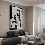 Black & White Sculptural Oil Painting | Heavy Texture on Premium Linen Canvas | High Contrast Modern 3D Relief Art - Artallin