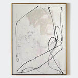 Calligraphic Abstract Line Art | Continuous Line Minimalist Sketch | Soft Neutral Texture Canvas | Custom Frame Options - Artallin