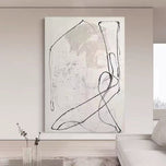 Calligraphic Abstract Line Art | Continuous Line Minimalist Sketch | Soft Neutral Texture Canvas | Custom Frame Options - Artallin