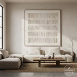 Pure White Vertical Texture Art | Minimalist 3D Relief Canvas | Wabi-Sabi Inspired Japandi Decor - Custom Frame Options